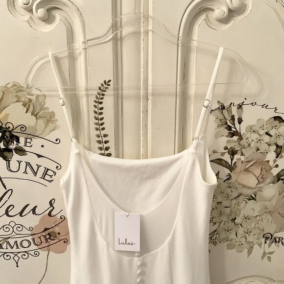 Lulus Blessed Romance Dress Women's M White Sleeveless Mermaid Maxi Button NWT - Picture 10 of 16
